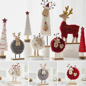 Christmas Wood Felt Reindeer Elk Tree Decorations