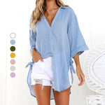 Lace-Up Button-Up Shirt