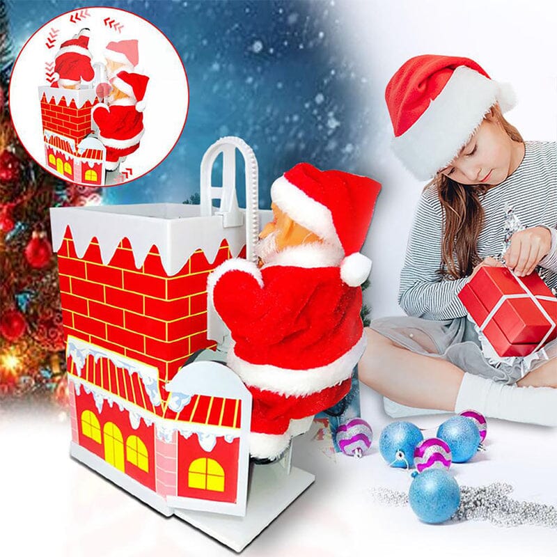 🎅Electric Chimney Climbing Santa Claus Musical Toys🎄