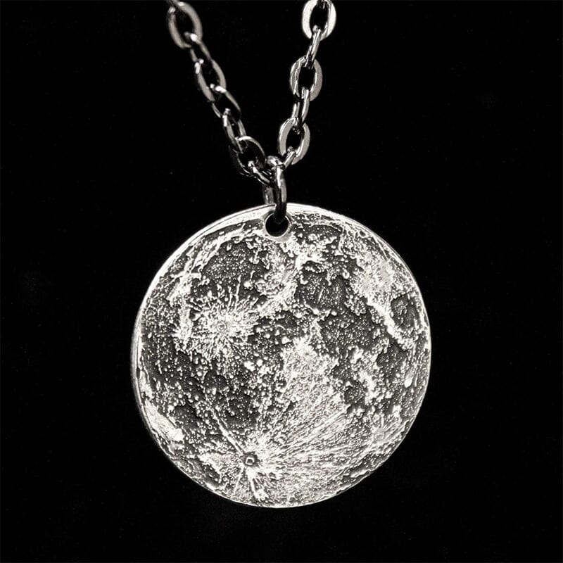 Silver Full Moon Necklace Charm