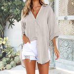 Lace-Up Button-Up Shirt