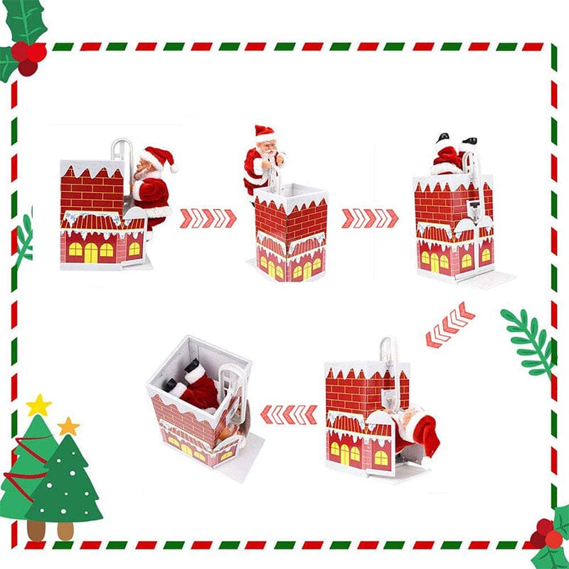 🎅Electric Chimney Climbing Santa Claus Musical Toys🎄