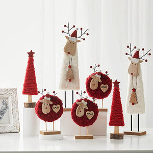 Christmas Wood Felt Reindeer Elk Tree Decorations