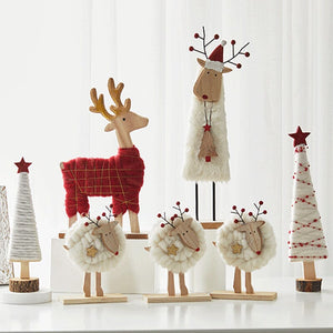 Christmas Wood Felt Reindeer Elk Tree Decorations