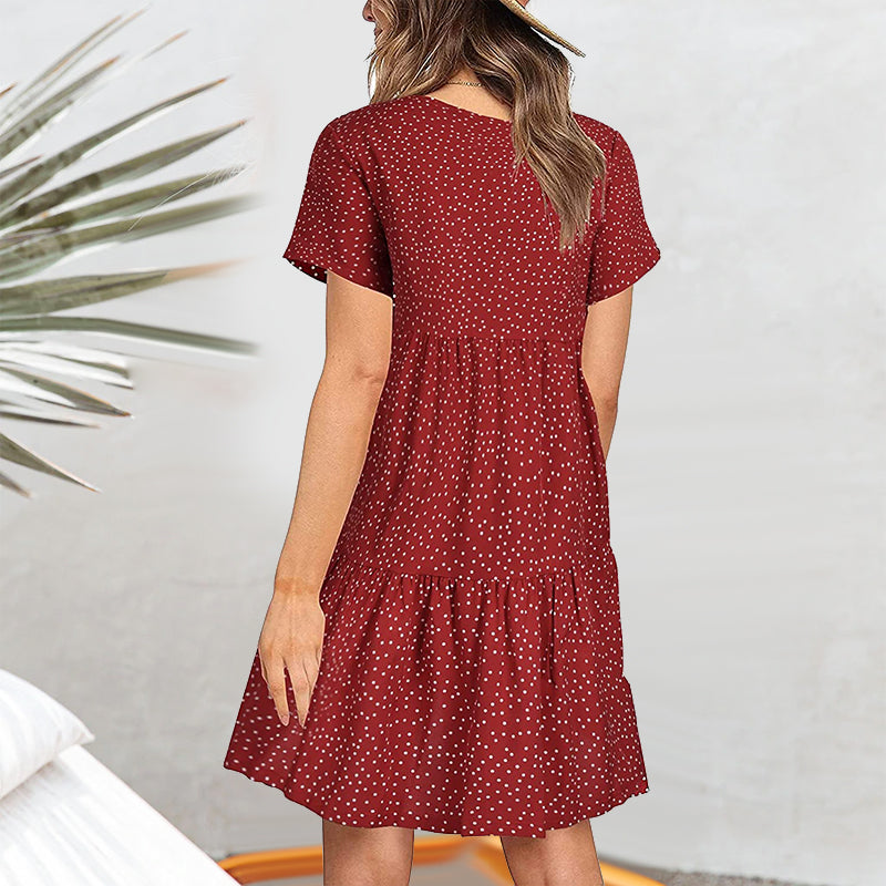 V-neck Polka-dot Dress