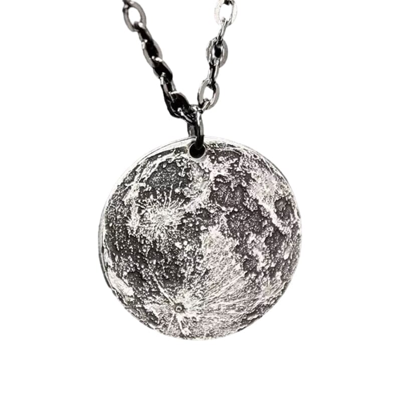 Silver Full Moon Necklace Charm