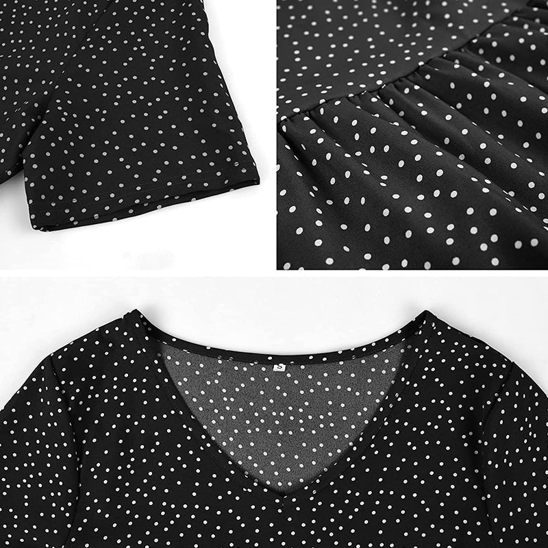 V-neck Polka-dot Dress