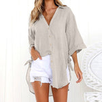 Lace-Up Button-Up Shirt