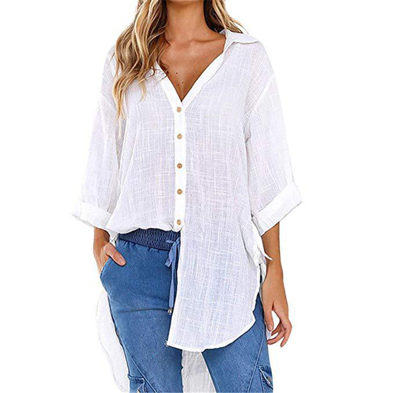 Lace-Up Button-Up Shirt