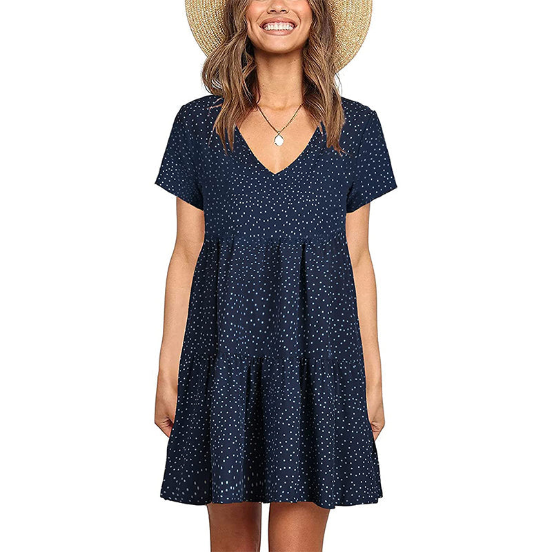 V-neck Polka-dot Dress