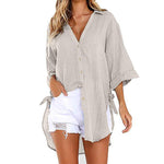 Lace-Up Button-Up Shirt