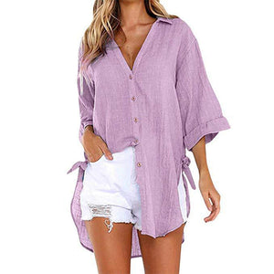 Lace-Up Button-Up Shirt