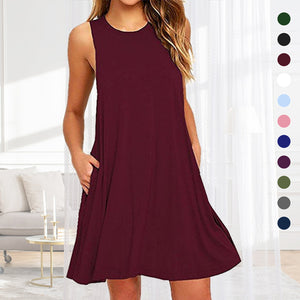 Sleeveless Pocket Multicolor Dress