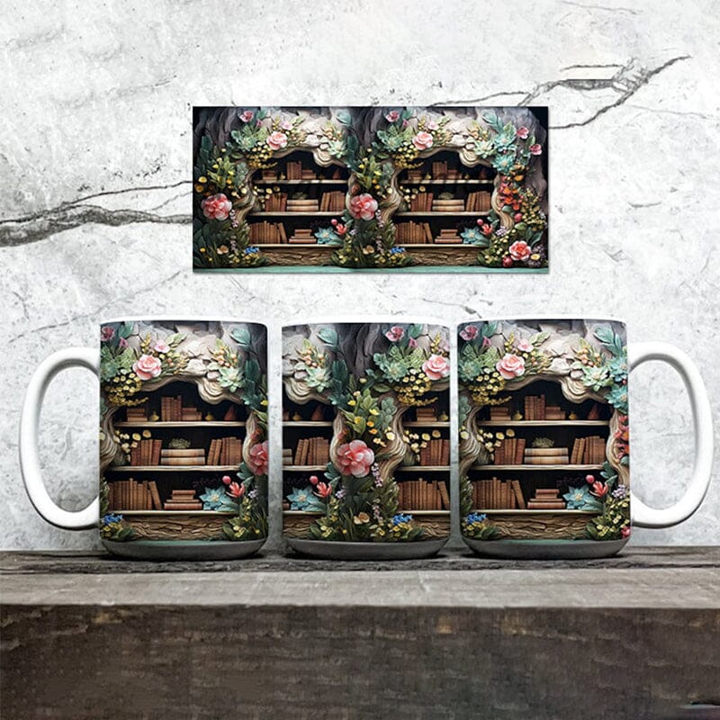 Bookshelf Flower Mug11oz