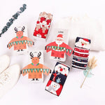 Christmas Cartoon Jacquard Cotton Women's Socks, 3 Sets