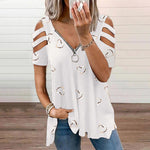 V-neck zipper t-shirt