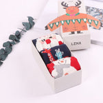 Christmas Cartoon Jacquard Cotton Women's Socks, 3 Sets