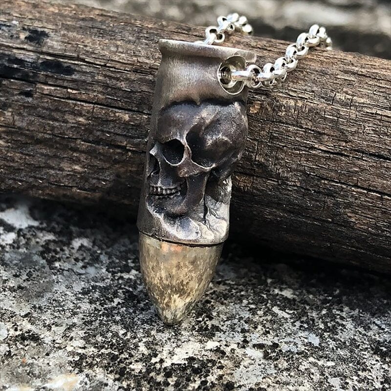 Holy Cross Bullet Skull Necklace