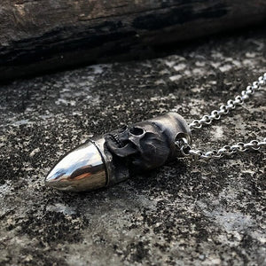 Holy Cross Bullet Skull Necklace