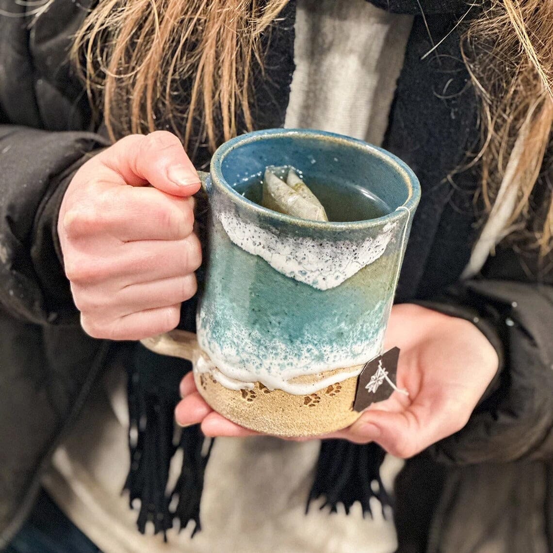 Paw Print Ocean Shoreline Mug