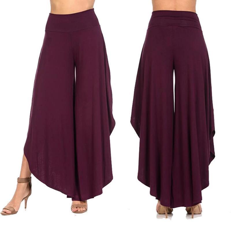 Women High Waist Irregular Ruffles Wide Leg Pants Casual Loose Streetwear Trousers