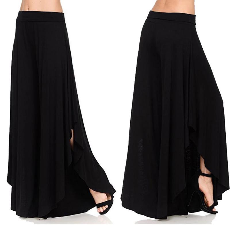 Women High Waist Irregular Ruffles Wide Leg Pants Casual Loose Streetwear Trousers