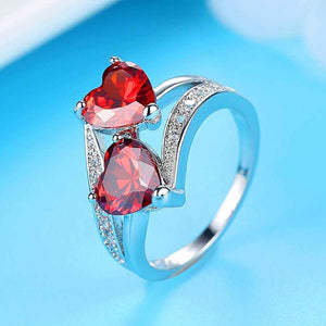 Double Heart Zircon Ring