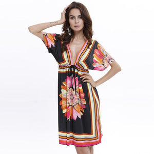 Summer V-Neck Printed Dress