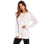 Women's Side Split Loose Casual Pullover Tunic Tops