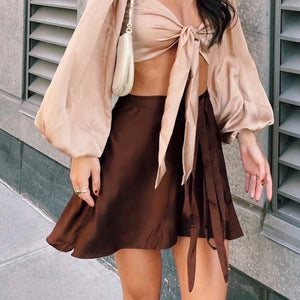 Chiffon Satin Wrap Skirt