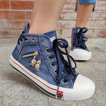 Denim High-Top Back Lace-up Canvas Shoes