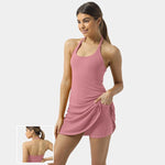 Women's Sleeveless Exercise Tennis Dress with Built