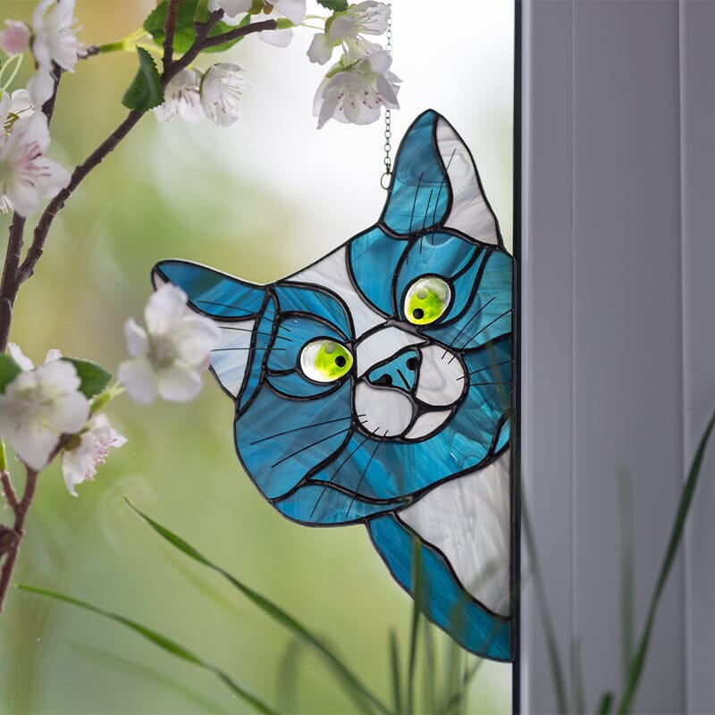 🔥Hot Sale-😻Handmade Stain Cat Suncatcher For Window