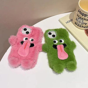 Funny Tongue Sticking Out Plush Mobile Phone Case For iPhone