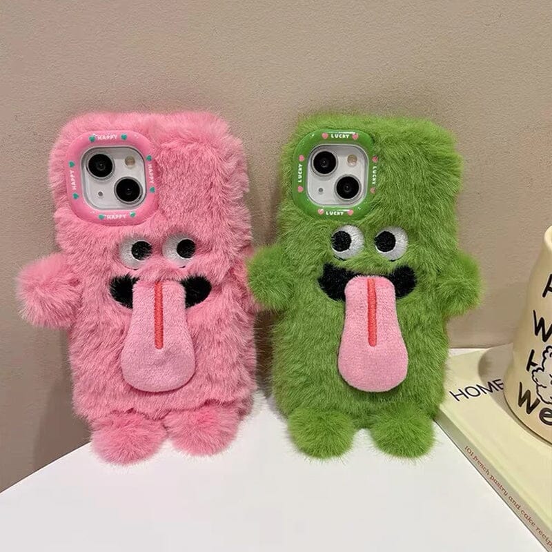 Funny Tongue Sticking Out Plush Mobile Phone Case For iPhone