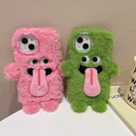 Funny Tongue Sticking Out Plush Mobile Phone Case For iPhone