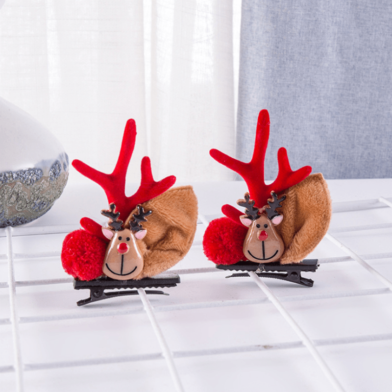 Christmas New Antler Plush Hairpins