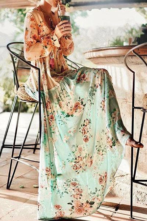 Best Bohemian Splicing Floral High-Waist Maxi Dresses