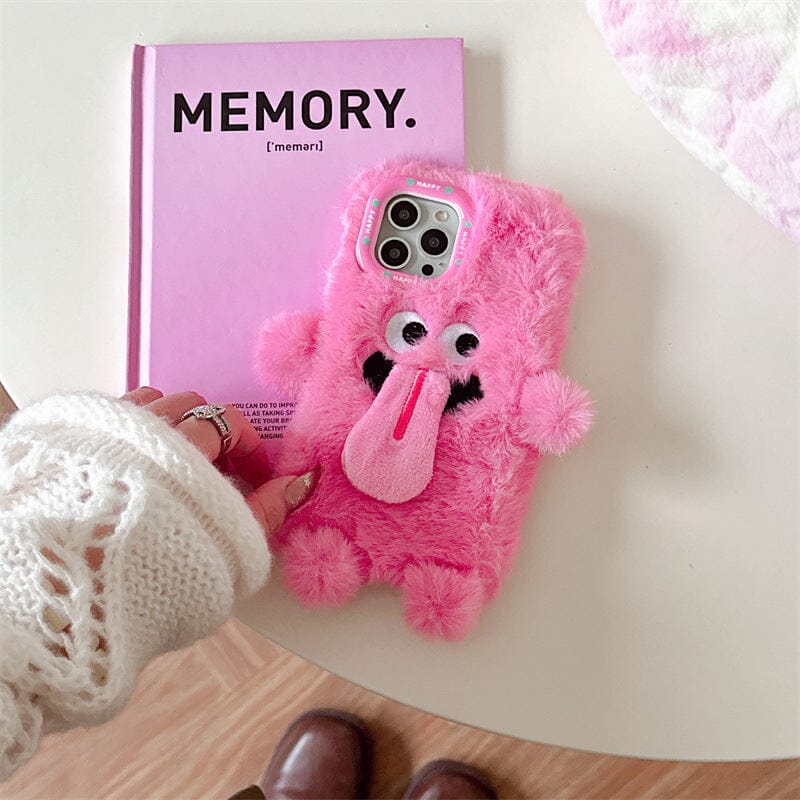 Funny Tongue Sticking Out Plush Mobile Phone Case For iPhone