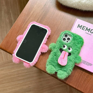 Funny Tongue Sticking Out Plush Mobile Phone Case For iPhone