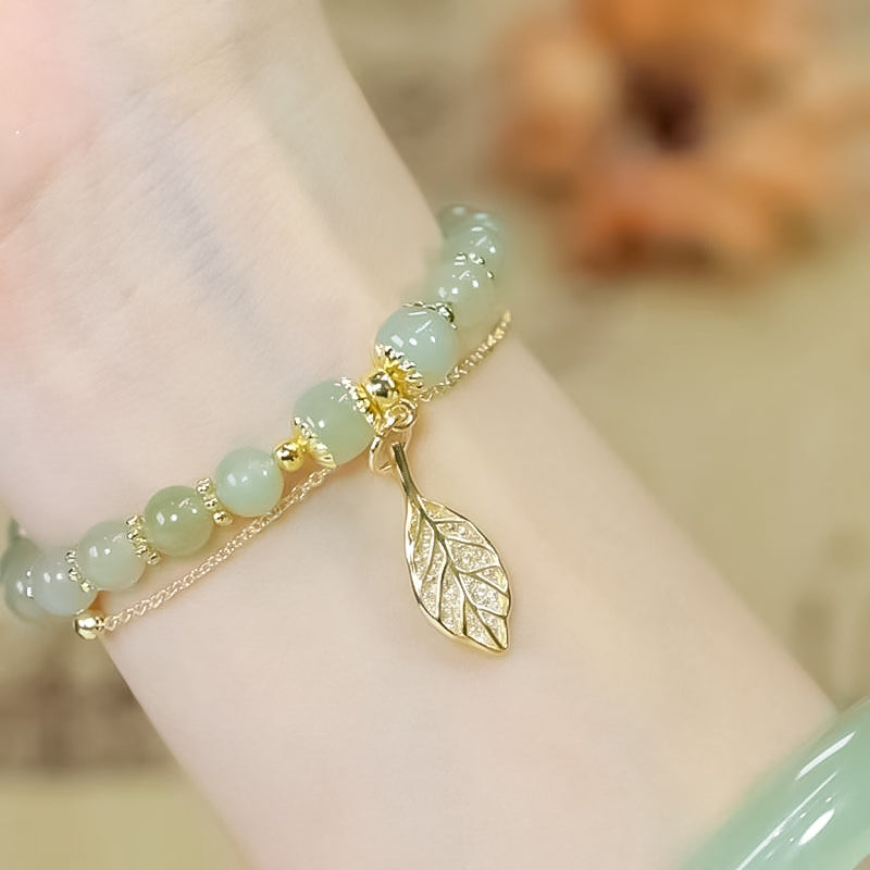 Hetian Jade Bracelet with Leaf