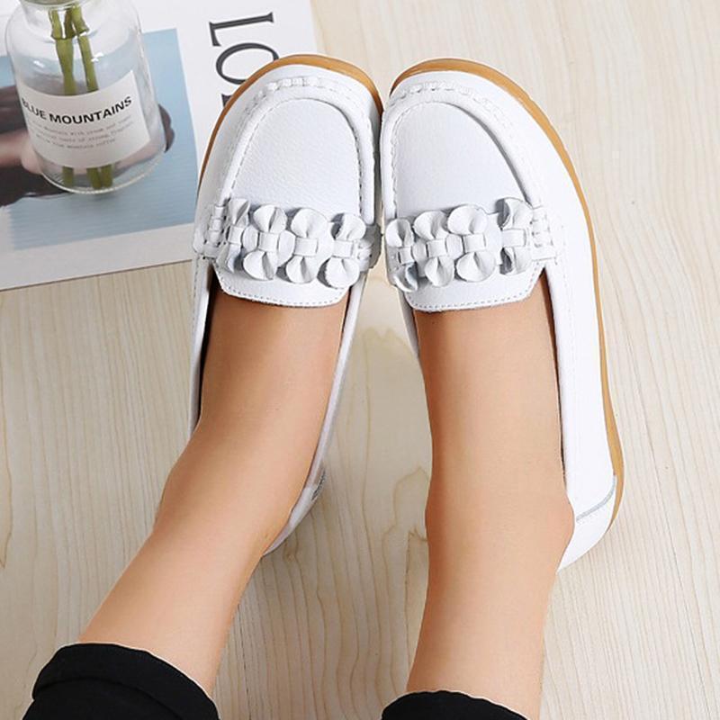 Women Solid Color Bowknot Casual Loafers