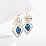 Flower Zircon Rhombic Sapphire Drop Earrings