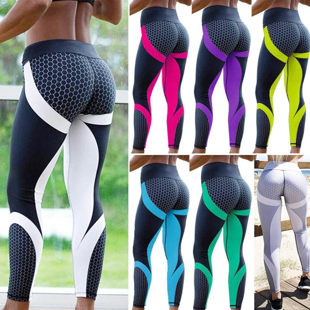 High Waist Geometric Printed Yoga Pants