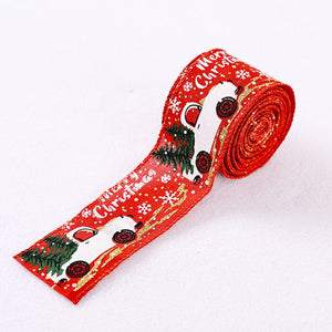 Christmas Ribbon Printed Burlap Ribbons For Gift Wrapping(A roll of 5 metres)