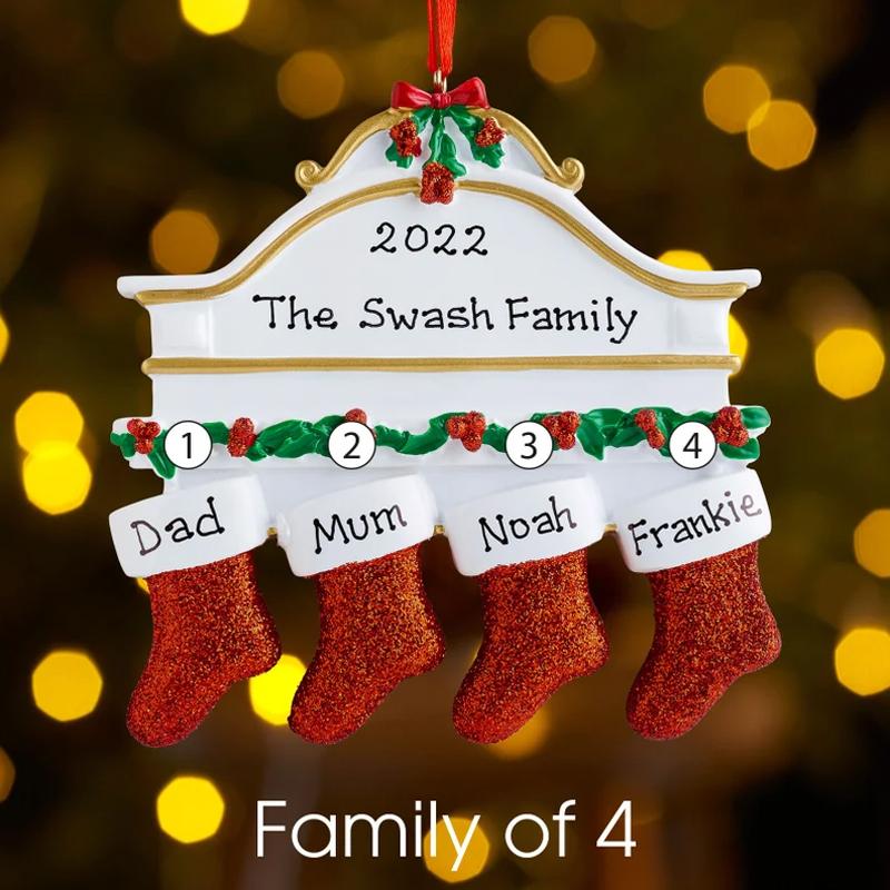 Christmas Socks Pendant Personalized Family Names (No Letters)-DIY By Yourself