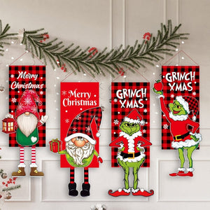 Christmas Decoration Hanging Grinch Faceless Doll Door Hanging Flag Garden Flag