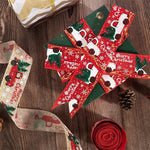 Christmas Ribbon Printed Burlap Ribbons For Gift Wrapping(A roll of 5 metres)