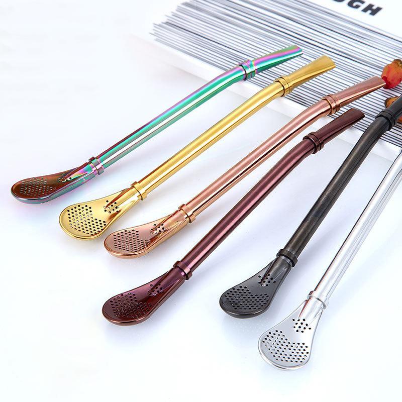 Coffee Spoon Stainless Steel Drinking Straw