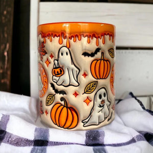 Pumpkin Coffee Cup With Ghost